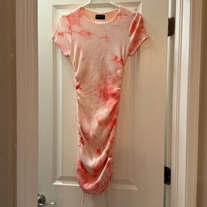White Fox Tie-Dye Ruched Dress